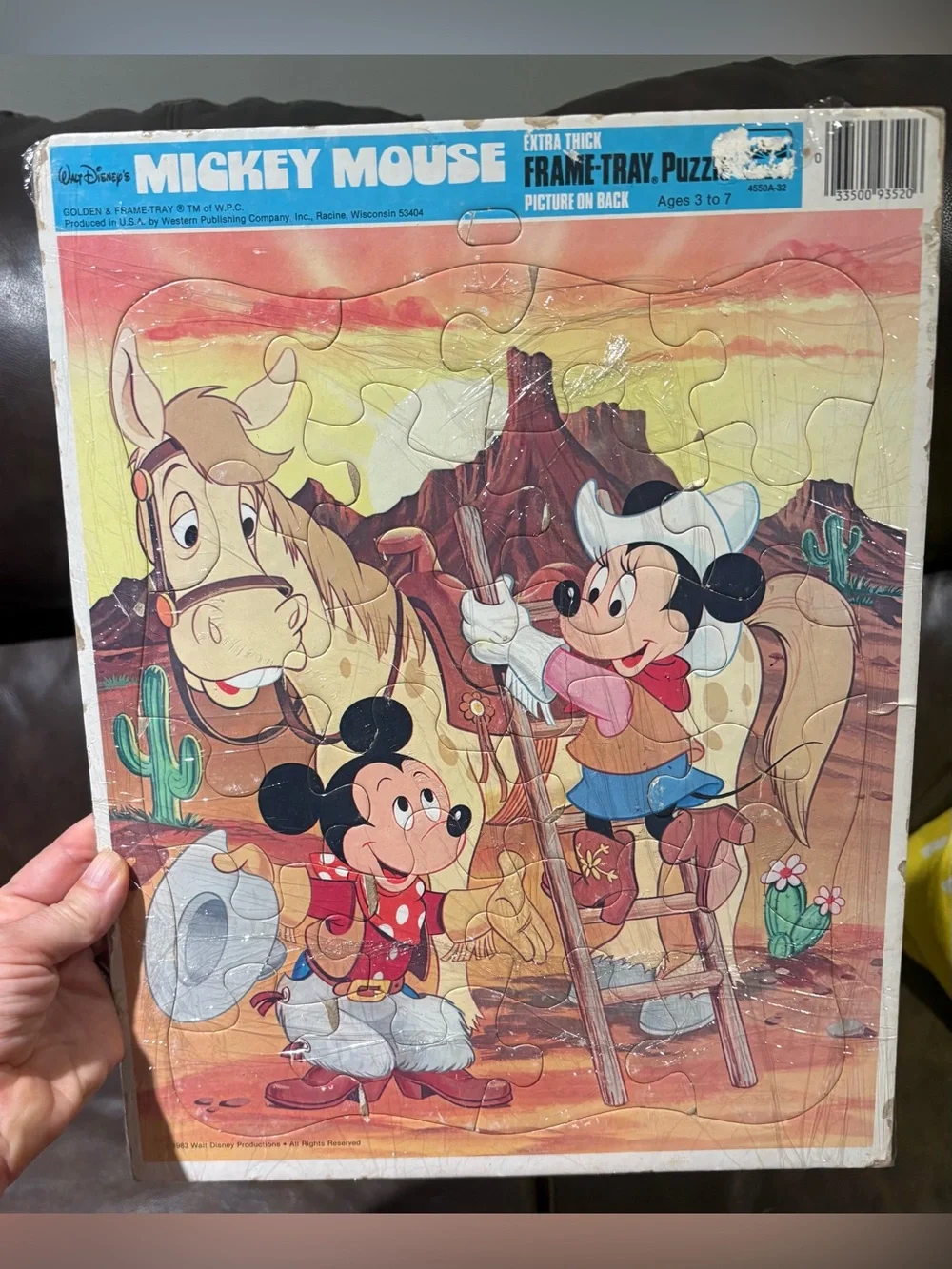 Vintage 1983 Walt Disney Productions Western-themed frame tray puzzle
